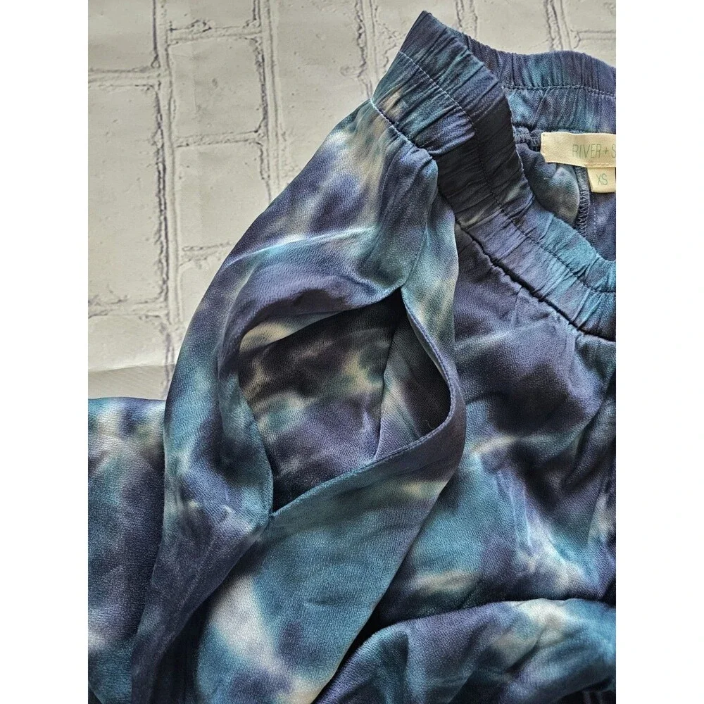 River + Sky Tie Dye Lounge Pants Size XS NWT Blue Black Stretch Soft Relaxed Fit